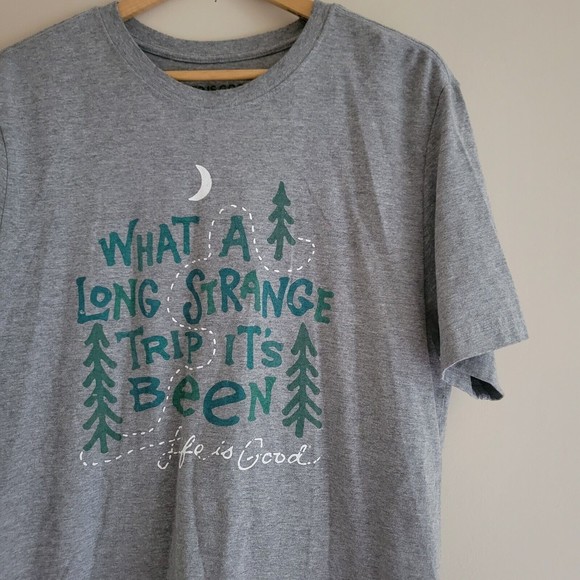 Life Is Good Mens Crusher Tee Gray Size Medium Trees Road Travel Adventure - Picture 2 of 9